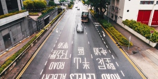 4K时间间隔的香港道，中区的交通及现代化办公大楼