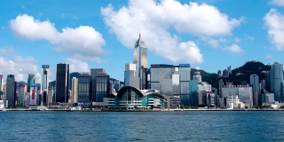 香港维多利亚港天际线-时光流逝