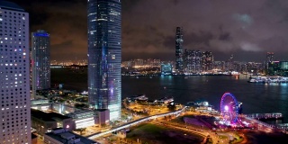 航拍中区及位于维多利亚港及香港海旁的国际金融中心(国际金融中心大厦)