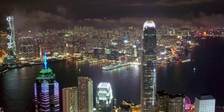 航拍中区及位于维多利亚港及香港海旁的国际金融中心(国际金融中心大厦)