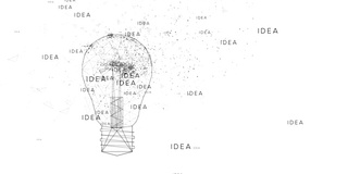 文字理念，灯泡从多边形在白色的背景。概念的想法。
