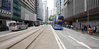 香港繁忙的街道，交通和典型的标志