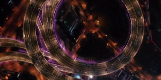 上海南浦大桥夜间鸟瞰图