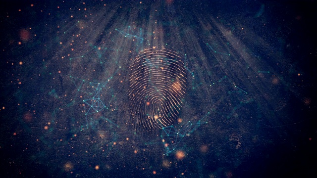 扫描指纹生物识别。未来的安全性和密码概念