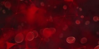 显微镜下红血球凝块和病毒细菌、感染三维渲染、医疗保健、医学科学概念。血液中的粒子，人体科学生物学