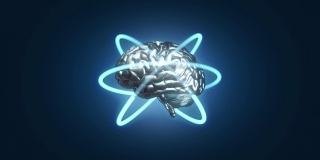 银蓝色原子大脑动画