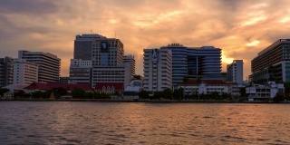 4K，延时观看曼谷市中心的日落。