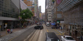 香港市区著名有轨电车道路旅行前方pov全景4k