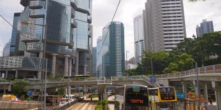 香港市区白天时间市区著名的电车道路旅行前线pov全景4k