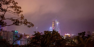 夜间照明公园顶层澳门市区全景时间间隔4k中国