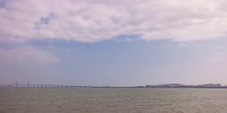 白天时间澳门市珠海收费站交通大桥湾全景时间间隔4k中国