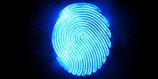 动画指纹彩色霓虹灯阿尔法磨光触摸ID未来数字处理生物识别扫描仪的概念。安全，守卫概念，为移动应用程序或智能手机解锁