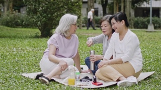 三位台湾资深女性在公园里度过了一天视频素材模板下载
