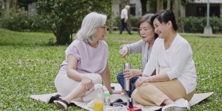三位台湾资深女性在公园里度过了一天
