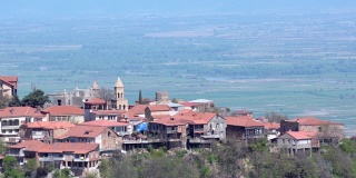 Sighnaghi镇和Alazani山谷的景色。晴朗的天气