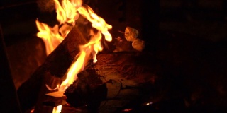 慢镜头棉花糖在火上烤给露营者吃