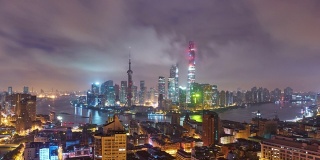 4K:城市全景景观黎明到一天的时间流逝，上海，中国