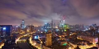 4K:城市全景景观黎明到一天的时间流逝，上海，中国