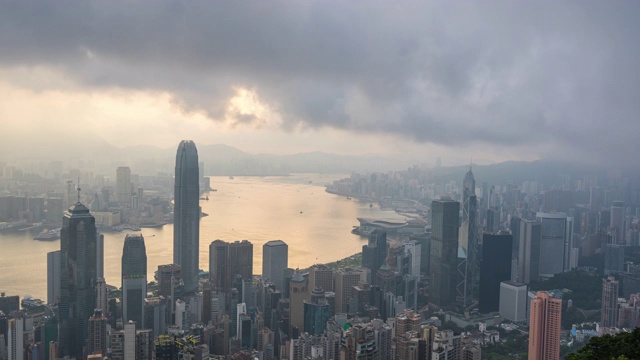 香港城市建筑日出延时