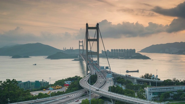 时间推移:日落交通运输公路公路在香港