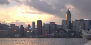 维多利亚港全景和香港天际线在中国