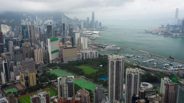 香港中区建筑物外观的空中超差图