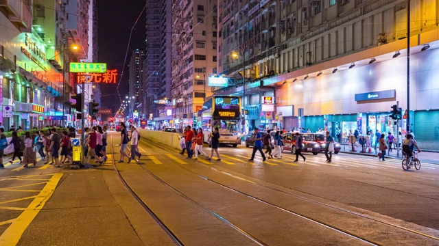 时间推移:香港北角地区夜间交通情况