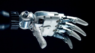 机器人假肢工作，移动金属手指。视频素材模板下载