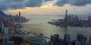 日以继夜的香港城市天际线放大