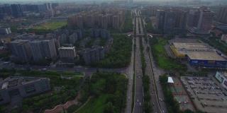中国四川成都的鸟瞰图