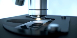 检验载玻片上化学滴的实验室显微镜科学研究
