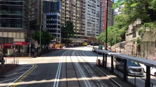 香港市容-有轨电车驶往港岛东天后视频素材模板下载