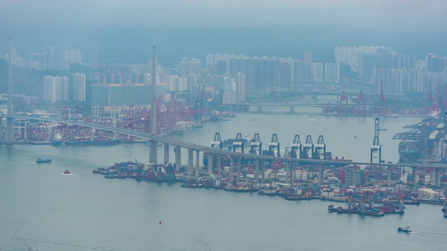 货柜港口港口航运分拨仓库工业香港城市