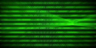 绿色二进制代码的背景，数字计算机的概念