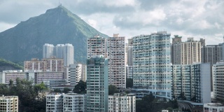一个二线城市的香港公寓大楼的4k延时俯视图