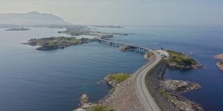 挪威西海岸大西洋航线的鸟瞰图