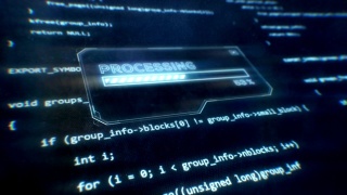 带进度条的计算机屏幕上的代码-处理视频素材模板下载