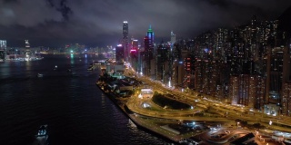 维多利亚港和香港城市景观鸟瞰图