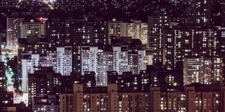 T/L TU夜间住宅区鸟瞰图/北京，中国