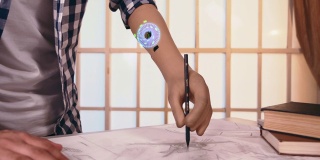 控制论的机器人。手臂上的全息传感器。概念的未来。Cyborg 4 k。