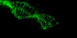 DNA分子模型。发光粒子
