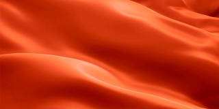 丝绸旗动画珊瑚色背景视频在风中飘扬。现实的番茄旗背景。珊瑚粉橙色旗循环特写1080p全高清镜头。珊瑚缎旗