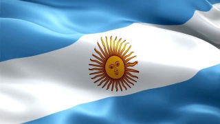 阿根廷国旗运动循环视频在风中飘扬。现实的阿根廷国旗背景。阿根廷国旗循环特写1080p全高清1920X1080镜头。阿根廷南美国家国旗镜头视频电影，新闻视频素材模板下载