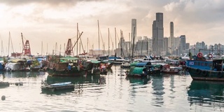 日落时的湾仔码头，香港