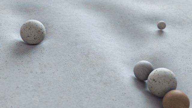 球落在一个柔软的表面上并从表面上滚下来的抽象动画。