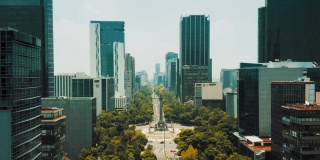 墨西哥城鸟瞰图。改革大道