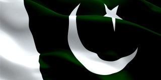 巴基斯坦挥舞着国旗。3d巴基斯坦国旗飘扬。标志巴基斯坦无缝循环动画。巴基斯坦旗帜高清分辨率背景。巴基斯坦国旗特写1080p全高清视频演示