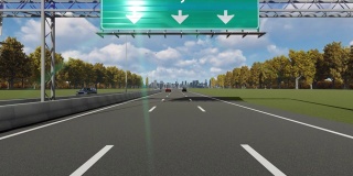 高速公路上的指示牌指示中国广州市4K库存视频入口