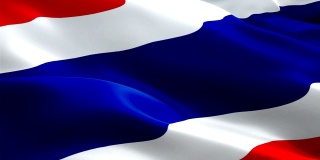 泰国国旗Motion Loop视频在风中飘扬。逼真的泰国国旗背景。泰国国旗循环特写1080p全高清1920X1080镜头。泰国亚洲国家国旗镜头视频电影，新闻