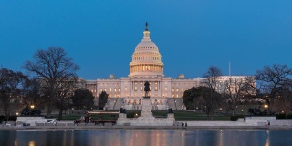 黄昏时分，美国华盛顿特区国会山前的4K时间